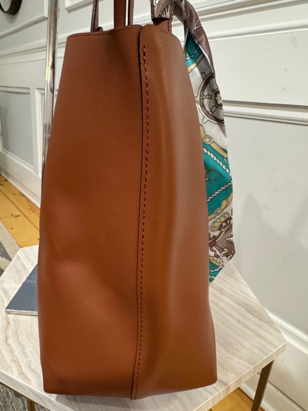 COACH Bag Signature Chain Central Brown Leather Tote - Picture 6 of 17